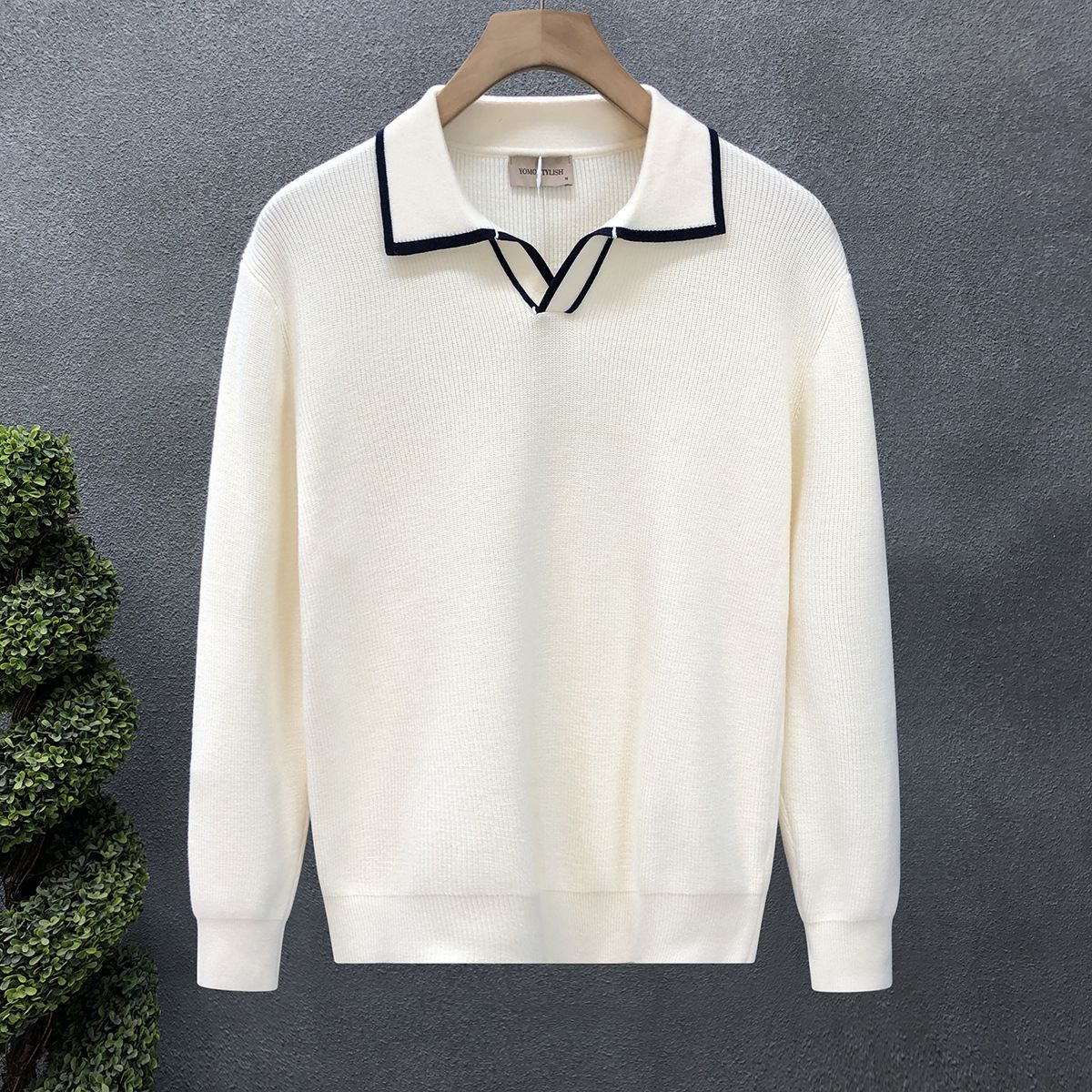 New Striped Long Sleeved Knitted Sweater, Men's Fine Needle Light Mature Slim Fit Business Interior_viptrois.com