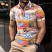 Summer New Men's Digital Print Short Sleeve Hot-Selling Polo Shirt Casual_viptrois.com