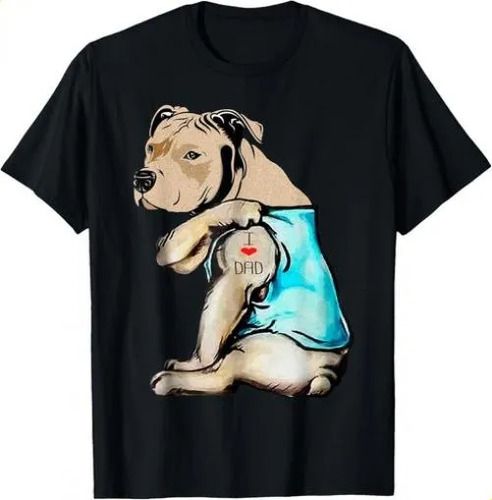 2026 T-shirtt-shirtpitbull Dog I Love Dad Tattoo Funny Family Gif_viptrois.com