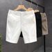 Men's Clothing Men's Casual Drape Summer Ice Silk Suit Shorts 4:5 Pants Loose Straight White Thin For Formal & Casual_viptrois.com