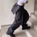 Men's Clothing High version yproject22aw black and gray twisted curved trousers loose drape mopping men and women casual trousers_viptrois.com