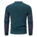 Men's Color-Block Semi-Turtleneck Sweater – Oversized Pullover Knit With Contrast Panels (Black/White/Khaki+Green)_viptrois.com