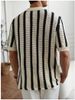 K Hollow Out Vertical Stripe Lapel Sweater, Knitted Sweater, Short Sleeved T-shirt, Men's Polo Shirt, Men's Cardigan_viptrois.com