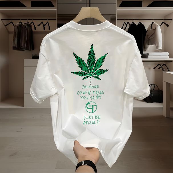 Men's Clothing Handsome Heavyweight Cotton T Shirt Men's Short Sleeved Summer New Loose Round Neck Casual All Match High End Light Luxury_viptrois.com