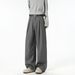 High End Curved Trousers Gray Pleated Loose Casual Pants Wide Leg Trousers for Men And Women Autumn Trendy Clean Fit_viptrois.com