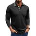 Men's Lapel Button T Shirt Long Sleeve Polo Shirt_viptrois.com