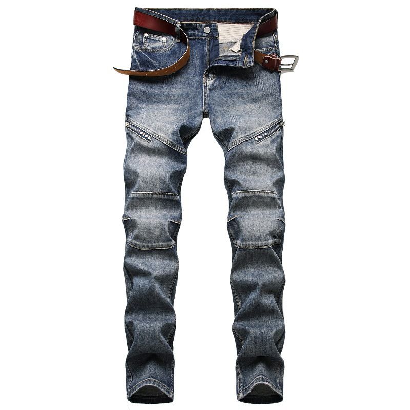 Men's Clothing Autumn/Winter New Men's Jeans, Personality, Nostalgic, Zipper Decoration, Jeans, Trendy Men_viptrois.com