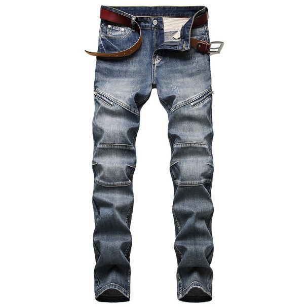 Men's Clothing Autumn/Winter New Men's Jeans, Personality, Nostalgic, Zipper Decoration, Jeans, Trendy Men_viptrois.com