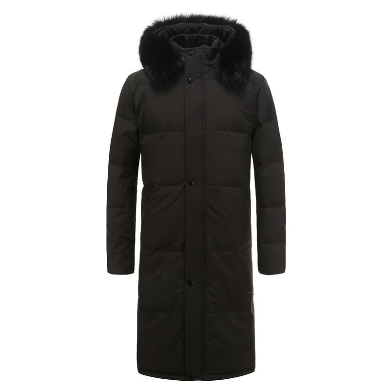 Men's Clothing Men's Plus Size Long Down Jacket With Detachable Fur Collar, Windproof Winter Coat For Extreme Cold Weather - Red/Black/Light Grey_viptrois.com