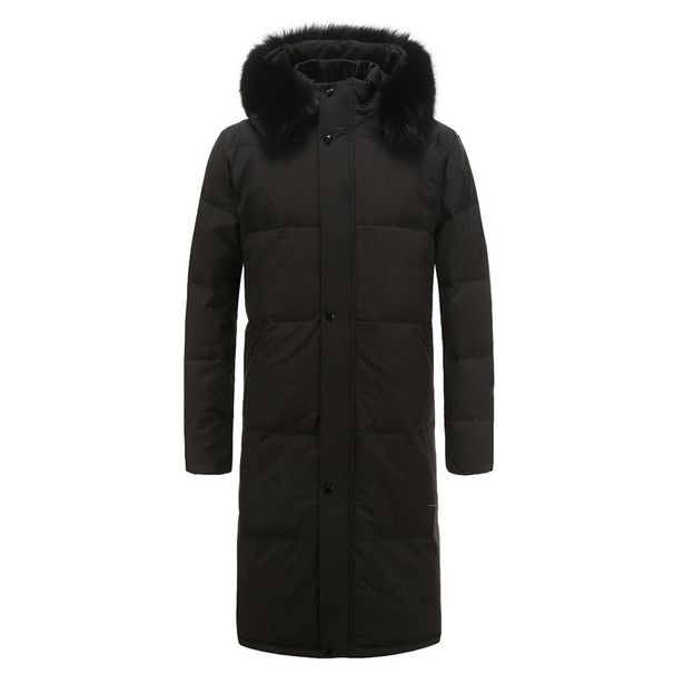 Men's Clothing Men's Plus Size Long Down Jacket With Detachable Fur Collar, Windproof Winter Coat For Extreme Cold Weather - Red/Black/Light Grey_viptrois.com