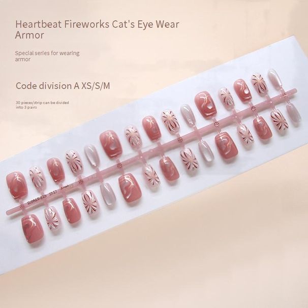 Beauty & Health Handmade Prefabricated Nails With Gorgeous Sparkles And Blooming Fireworks, Love Cat Eye Nail Art Stickers, 30 Pieces Removable_viptrois.com
