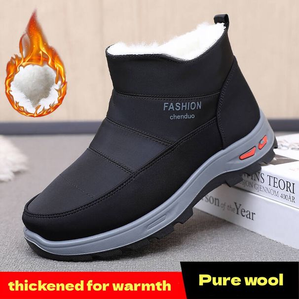 Winter Men's Pure Wool Cotton Shoes With Thick Fur And Plush, Integrated Anti Slip Snow Boots For Middle-aged And Elderly People_viptrois.com
