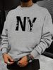 Men's Loose Casual Fashion New York NY Letter Pattern Printed Round Neck Long Sleeved Sportswear For Autumn And Winter_viptrois.com