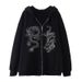Mother Kids Dragon Print Zipper Sweatshirt Street Fashion Hoodie Trend Loose Fleece Jacket_viptrois.com