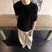 Men's Clothing Luxury Summer Knitted Cotton Twisted Yarn Old Money Loose Breathable Round Neck Short Sleeved Knitted Sweater_viptrois.com
