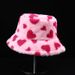 Korean style sweet love fisherman hat for women autumn and winter all match warm ear protection big head basin hat plush bucket hat_viptrois.com