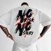Dark Harajuku Style Loose-fitting Gothic Cotton T-shirt For Men And Women Students, With Print "NEVER GIVE UP" On The_viptrois.com