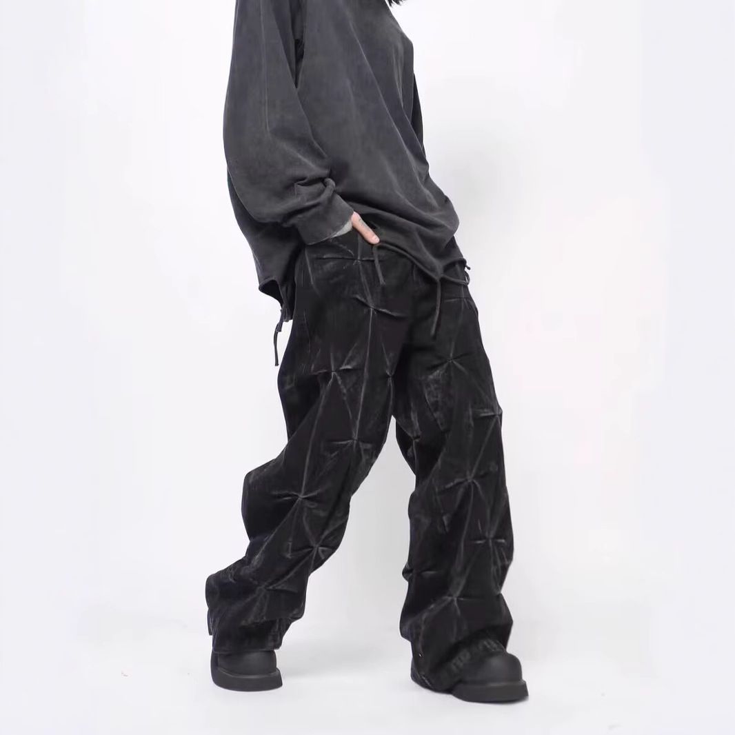 Heavyweight Distressed Jeans – Punk-Inspired Tie-Dye Denim Pants For Men (L-3XL, Cotton Blend, Button Fly, Oversized Fit)_viptrois.com