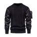 Loom Loom European And American Men's Brand Round Neck Patchwork Sleeve Three-Dimensional Pocket Personality Design Sweater Solid_viptrois.com