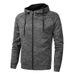 Men's Athletic Hoodie Zip-Up - Slim Fit Workout Jacket With Jacquard Pattern, Lightweight Running Top For Gym & Casual (Gray/Black/Blue, XL-8XL)_viptrois.com