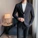 High Quality Men's Casual Solid Color Business Gentleman Suit Handsome Four Seasons Simple Bridegroom Best Man Black Suit_viptrois.com