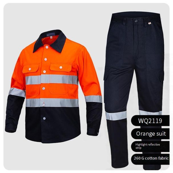 Men's Clothing Fluorescent Yellow Pure Cotton Reflective Work Clothes Shirt Lapel Breathable Mesh Custom Printed Embroidered Logo Labor Protection_viptrois.com