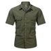 Summer 2025 New Casual Men's Workwear Shirt, Military Form-fitting Pure Cotton Short-sleeved Shirt, Work Men's Top_viptrois.com