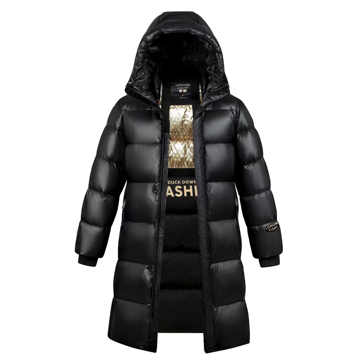 Men's Clothing New Black And Gold Down Jacket For Men And Women, Same Style, Bright Surface, Winter Warm And Thickened Couple High Version Jacket_viptrois.com