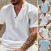 Men's Single Layer Solid Color Breathable Stand Up Collar Short Sleeved Shirt American Style Fashion Simple Design_viptrois.com