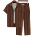 Men's Clothing Thin Breathable Short Sleeved Shirt Suit Men's Striped Three Quarter Sleeve Two Piece Suit_viptrois.com