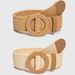 Women's Belts Hot Selling Hot Selling Women's Wooden Buckle Elastic Pp Grass Belt_viptrois.com