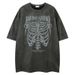 Men's Clothing Vintage Design American Style Trendy Skull Skeleton Print Original Loose Foreign Trade T Shirt Men's Clothing 2025 New Products_viptrois.com