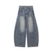 American-style Wide-leg Curved Jeans Men, Spring And Autumn Trendy Brand Long Pants, Straight-leg, Large Size, Loose_viptrois.com