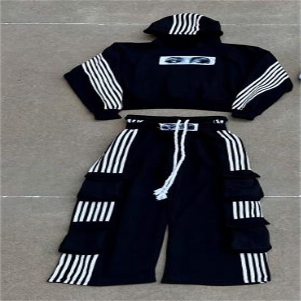 2026 European-USA Style Tracksuits Youth/Men Long Sleeve Hooded Sweatshirts + Lace-Up Double Waist Cartoon Print Splicing Two-Piece Sport Sets_viptrois.com