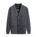 Men's Fleece Lined V-Neck Cardigan Sweater - Warm Winter Knitwear For Middle-Aged & Senior Gentlemen (Grey, Burgundy, Camel, Blue-Grey, Smoke Grey)_viptrois.com