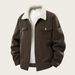 Men's Corduroy Jacket With Fleece Lining - Winter Workwear Coat, Thickened Polyester Utility Outerwear For Casual & Street Style (Black/Brown/Khaki)_viptrois.com