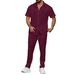 Men's Summer New Solid Color Button Pocket Shirt Short Sleeve Pants Two Piece Set_viptrois.com