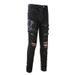 Men's Clothing Washed Cat Whisker Wrinkled Hole Snake Black Elastic Slim Fit Skinny Jeans Jeans_viptrois.com