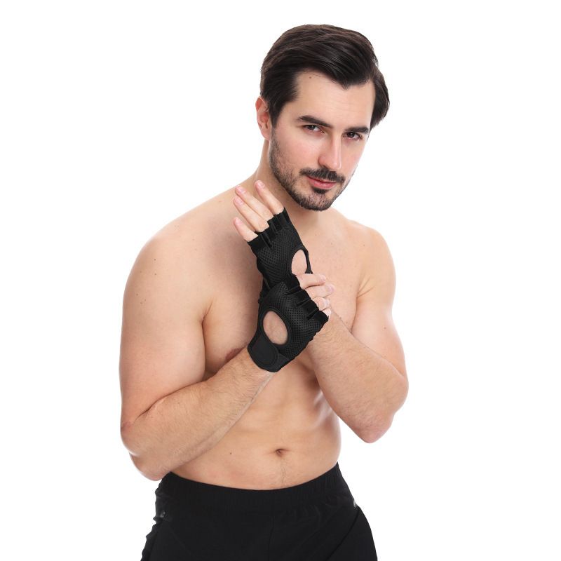 Fitness Gloves For Men, Non-Slip Half-Finger, Anti-Callus, Equipment Training, Wear-Resistant, Power-Assisted, Pull-Up_viptrois.com