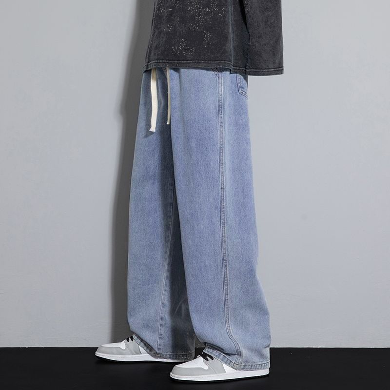 Men's Clothing Spring And Summer Straight Jeans Loose Wide Leg Pants Boys' Trendy Handsome Trousers_viptrois.com