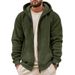 Men's Casual Fleece Lined Zip Up Cardigan Hooded Sweatshirt Jacket European American Style Composite Fleece Lined Men's Clothing Top_viptrois.com