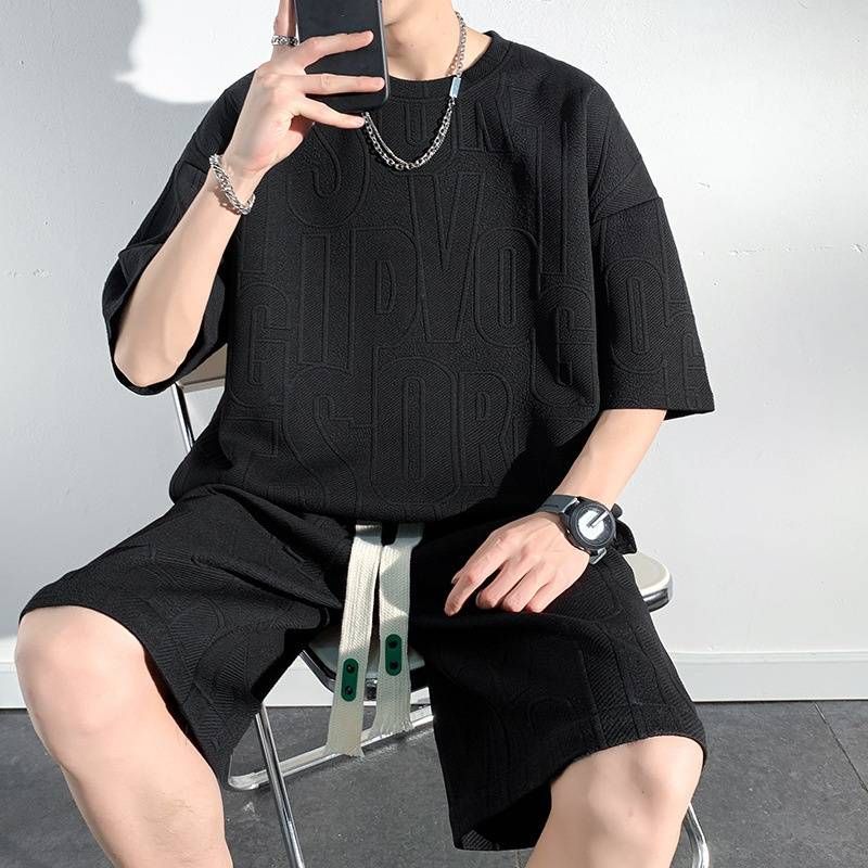 Men's Clothing Short Sleeved T Shirt Shorts Suit Men's Summer Trend Loose Casual_viptrois.com