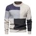 2026 High Quality Fashion Knitwear Pullovers Men Polyester Round Collar Color Mixing Long Sleeve Casual Slim Sweater_viptrois.com