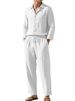 New Four-season Linen Collar Casual Loose Beach Sun Protection Long-sleeved Shirt And Pants Set For Men_viptrois.com
