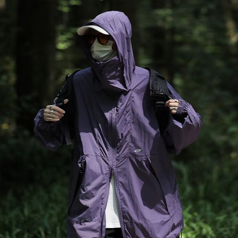 Men's summer mountain style outdoor breathable lightweight trendy brand loose and versatile casual hooded sun protection_viptrois.com