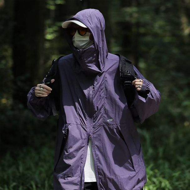 Men's summer mountain style outdoor breathable lightweight trendy brand loose and versatile casual hooded sun protection_viptrois.com