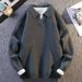 Men's Clothing V-Neck Knit Sweater - British-Inspired Business Casual Pullover With Shawl Collar (Dark Gray/Light Gray, Winter Office & Smart Outing)_viptrois.com