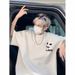 Men's Clothing Street Fashion Brand Letter Print Short Sleeved T Shirt Men's Handsome Round Neck Top Summer Loose Casual Five Point Sleeves_viptrois.com