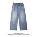 Teen Boys Vintage Style Loose Fit Straight Leg Jeans High Street Washed Denim Pants Blue Light Blue Black S to XXXL_viptrois.com