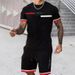 Men's Clothing Fashion Trend Design Short Sleeved T Shirt Shorts Print Suit Two Piece Set_viptrois.com